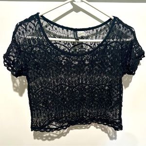 Rarely worn black Divided lace crop top (Size 6)